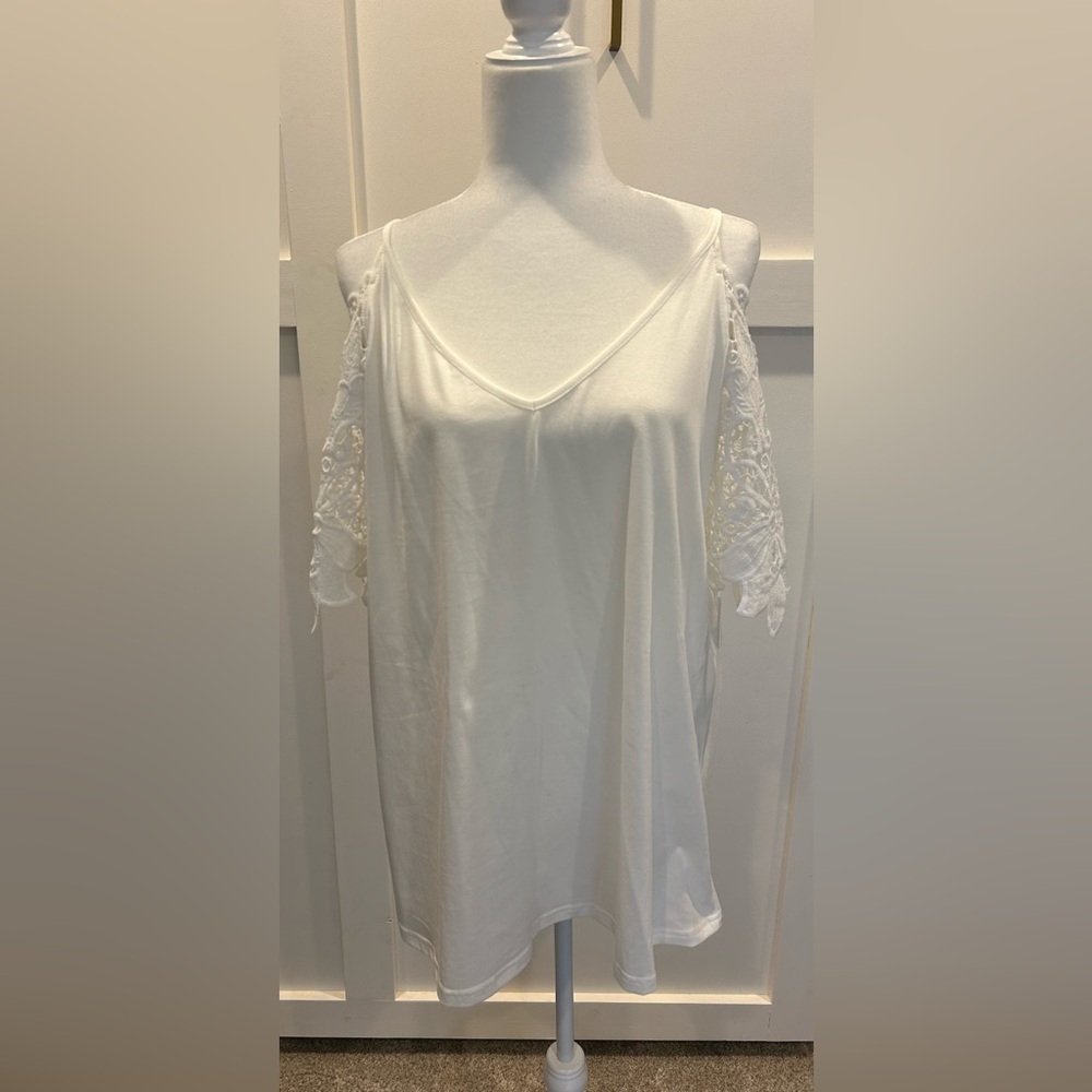 White Lace Sleeve Top